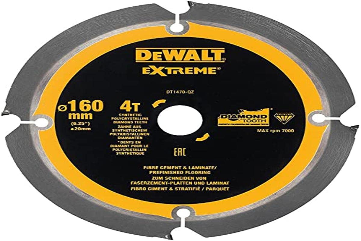 DeWALT Cirkelzaagblad voor Cementplaten | Extreme | Ø 160mm Asgat 20mm 4T - DT1470-QZ